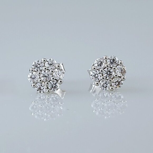 Solid 925 Sterling Silver Womens 2ct Diamond Stud Earrings Authentic New Jewelry - Picture 4 of 8